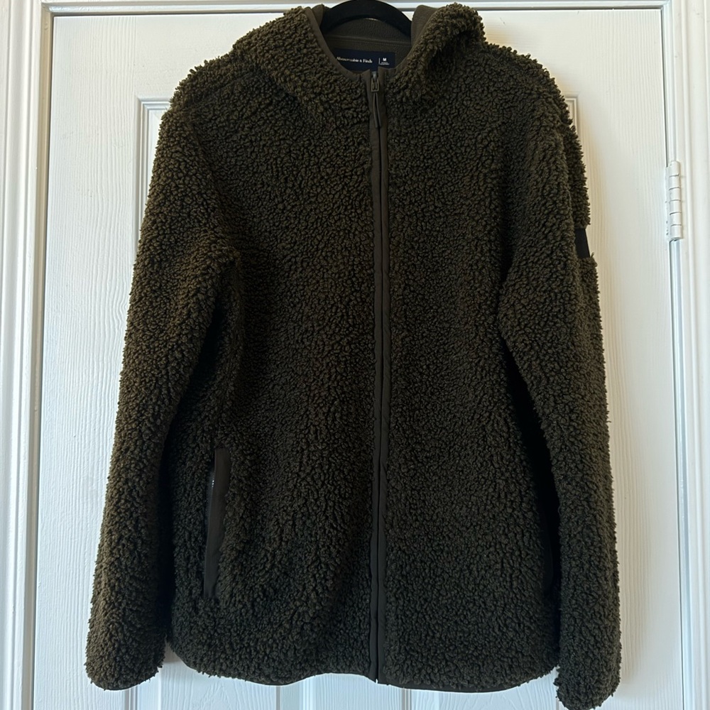 Cozy Olive Green Sherpa Jacket